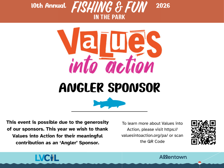 Values into Action Angler Sponsor This event is possible due to the generosity of our sponsors. This year we wish to thank Values into action for their meaningful contribution as an 'Angler' sponsor. To learn more about values into Action, please visit https://valuesintoaction.org/pa / or scan the QR Code